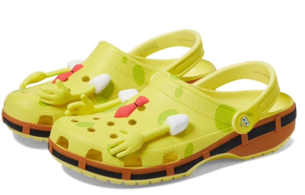 Crocs Unisex Spongebob Squarepants Classic Clogs M 3 W 5 Yellow Brown EUC